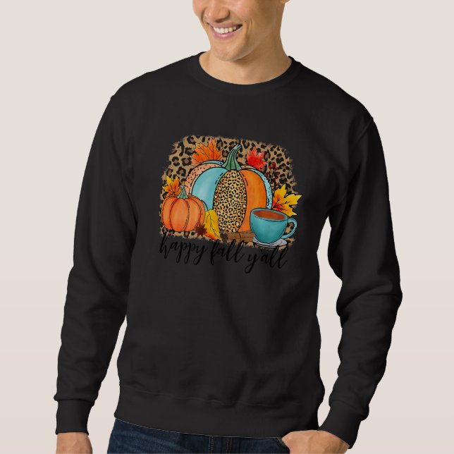 Sweatshirt Happy Fall Yu2019tous Vintage Leopard Citrouille A (Devant)