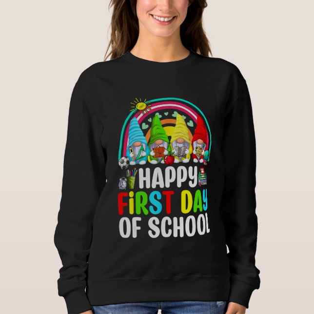 Sweatshirt Happy First Day Of School Cute Gnomes Teachers Stu (Devant)