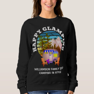 Sweatshirt HAPPY GLAMPING Nom personnalisé Famille Camping Vo