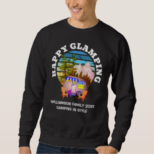 Sweatshirt HAPPY GLAMPING Nom personnalisé Famille Camping Vo