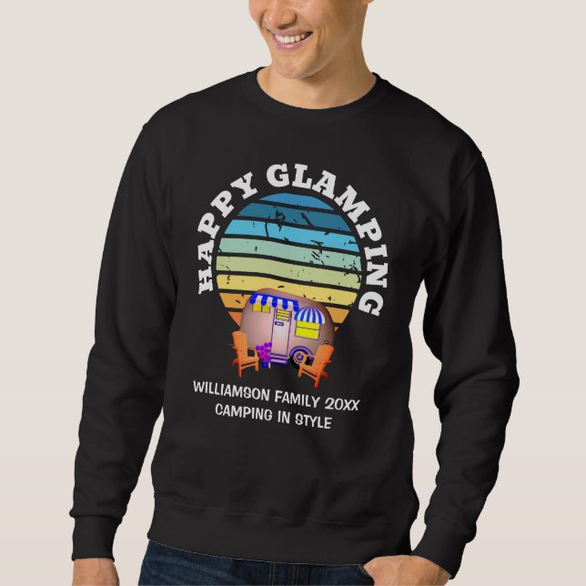 Sweatshirt HAPPY GLAMPING Nom personnalisé Famille Camping Vo (Devant)