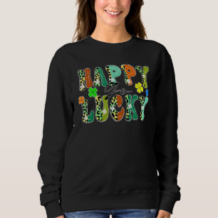 Sweatshirt Happy Go heureux Leopard design clo du jour de St