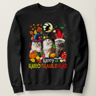 Sweatshirt Happy HalloThanksMas Chats