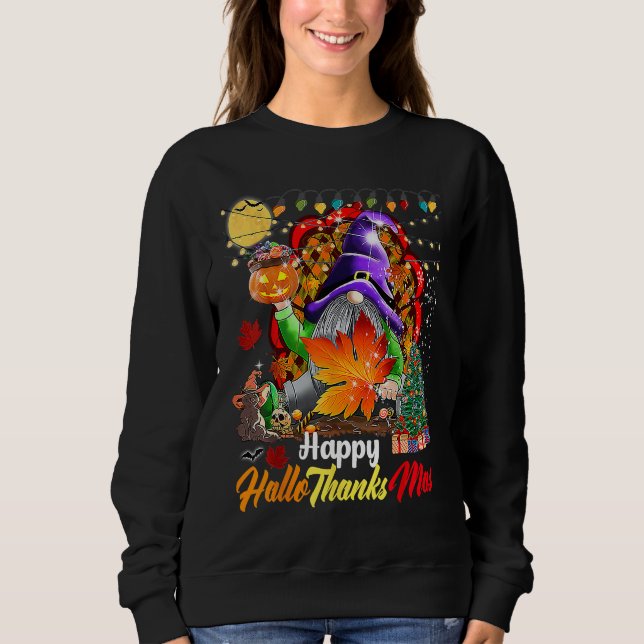 Sweatshirt Happy Hallothanksmas My Gnomies Cute Gnomes family (Devant)