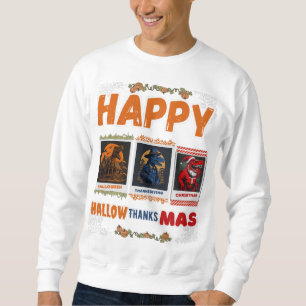 Sweatshirt Happy HallowThanksMas T-rex