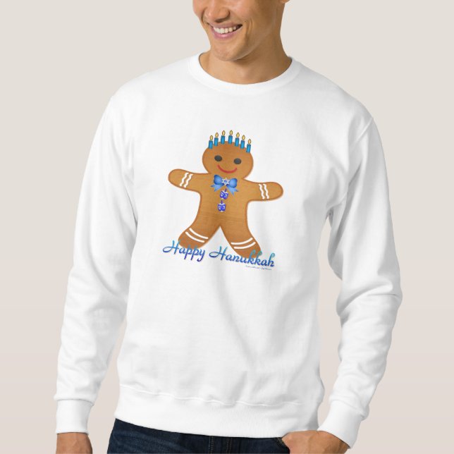 Sweatshirt Happy Hanoukka Gingerbread Man Menorah (Devant)