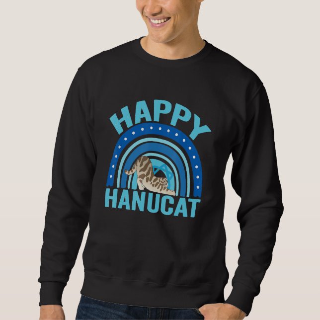 Sweatshirt Happy Hanucat Hanukkah Jewish CAT (Devant)