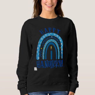Sweatshirt Happy Hanukkah 2022 Rainbow Menorah Dreidel Costum