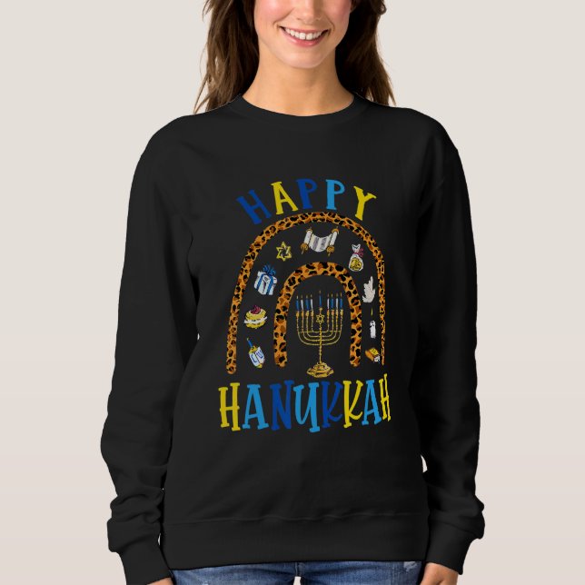 Sweatshirt Happy Hanukkah Chanukah Rainbow Menorah Jewish Hol (Devant)