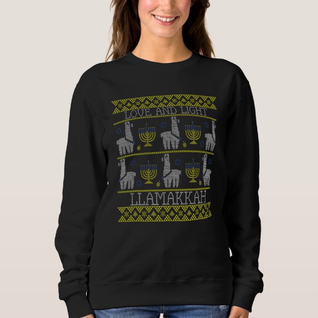 Sweatshirt Happy Hanukkah Llamakkah Llama Love Light Menorah  (Devant)