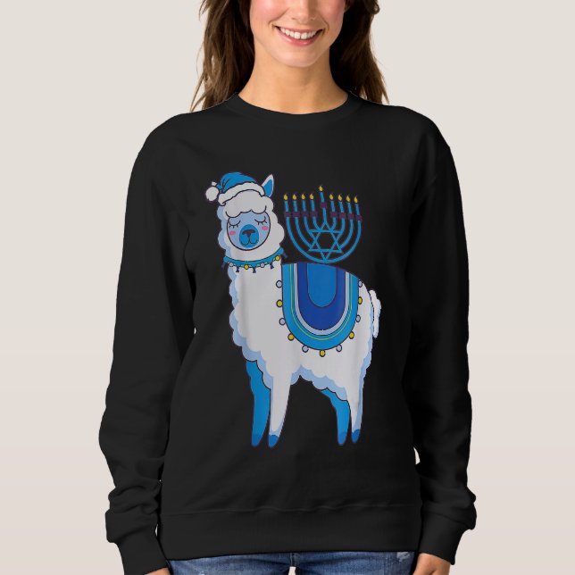 Sweatshirt Happy Hanukkah Llamakkah Llama Menorah Alpaca Jewi (Devant)