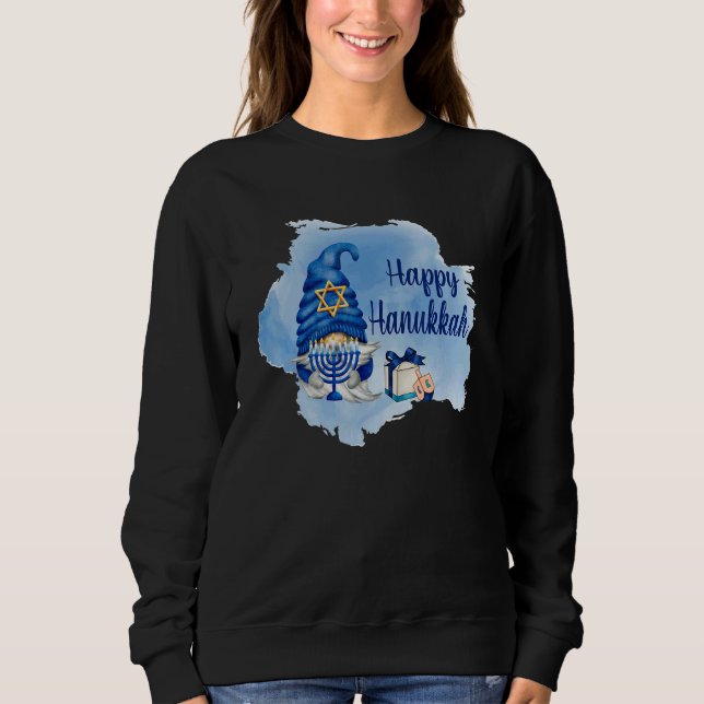 Sweatshirt Happy Hanukkah Shalom Gnome Menorah Jewish (Devant)