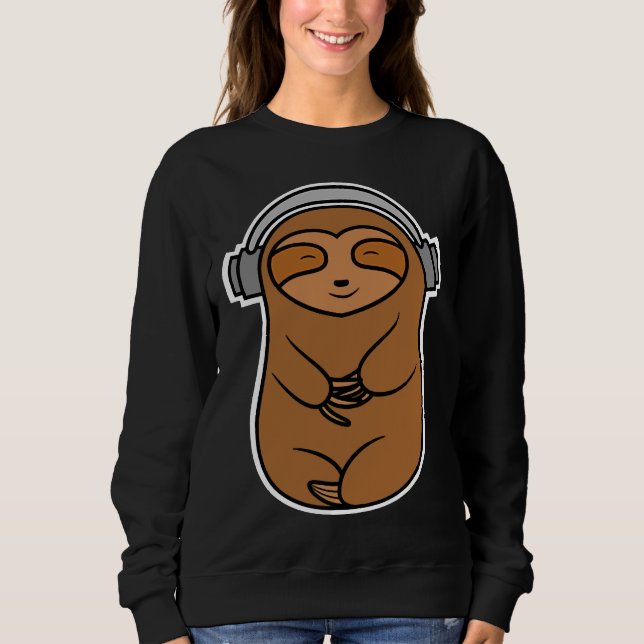 Sweatshirt Happy Headphones Sloth (Devant)
