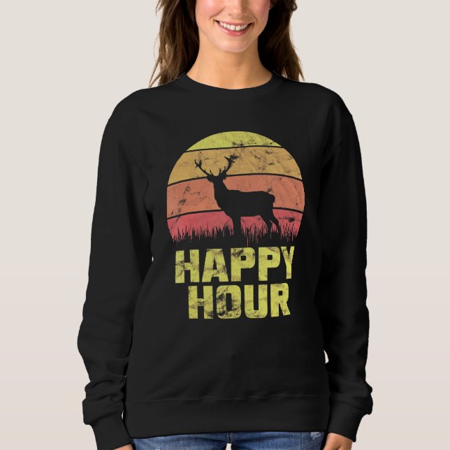 Sweatshirt Happy Hour Deer Sunset Chasse 1 (Devant)