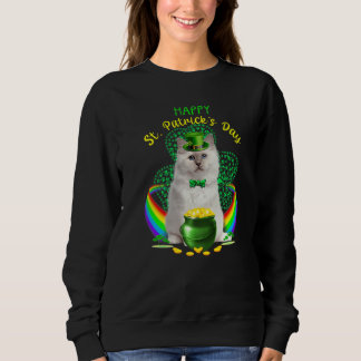Sweatshirt Happy Jour de la Saint Patrick blanc chat Leprecha