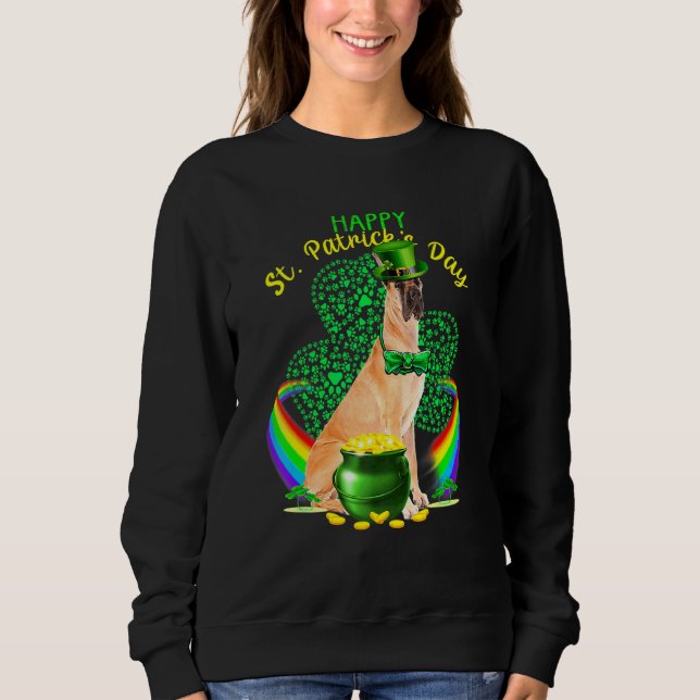 Sweatshirt Happy Jour de la Saint Patrick Great Dane Leprecha (Devant)