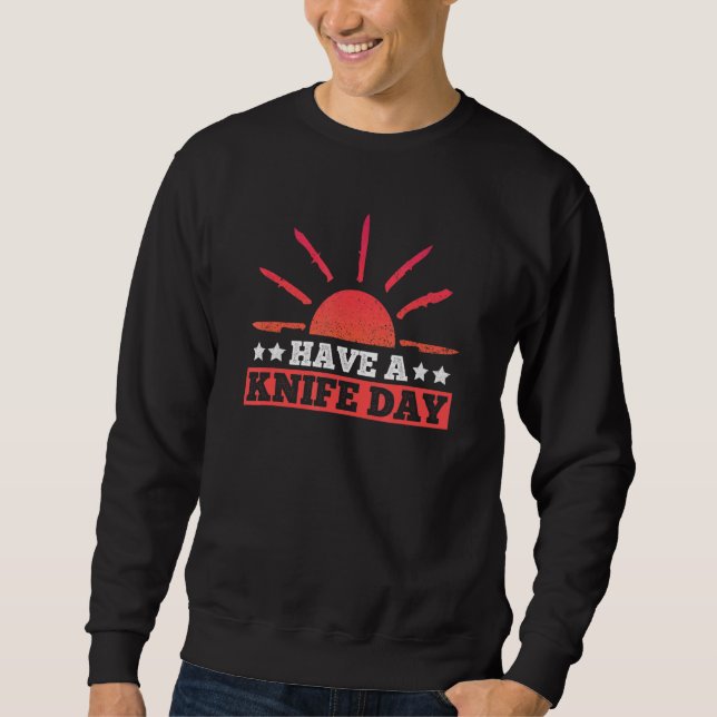 Sweatshirt Happy Knife Day Flipping Knife Hunting Knife Colle (Devant)