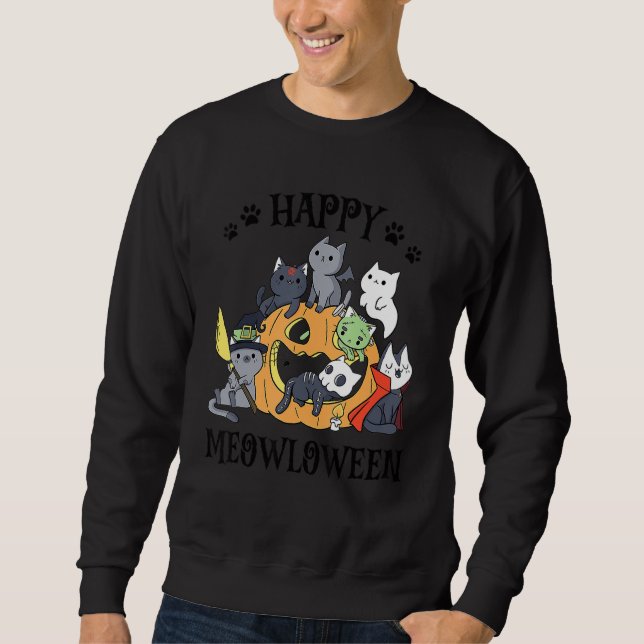 Sweatshirt Happy Meowloween Cute Cat  Halloween Costume  Cats (Devant)