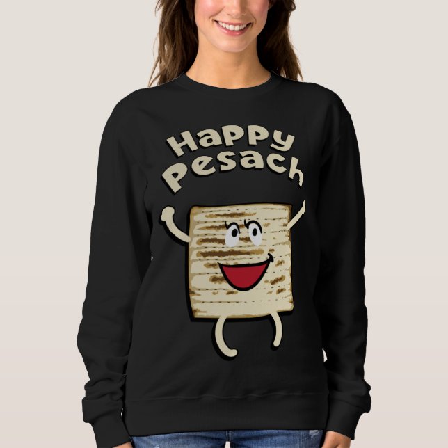 Sweatshirt Happy Pesach Passover Jewish Holiday Hebrew Yiddis (Devant)