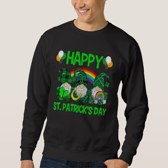 Sweatshirt Happy St Patricks Day Gnomes Leopard Irish Shamroc (Devant)