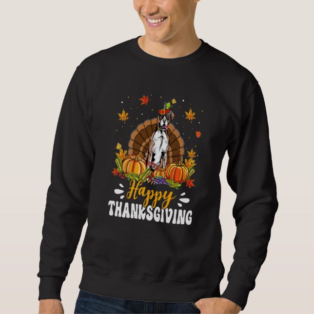 Sweatshirt Happy Thanksgiving Boxer Dog Turkey Pumpkin  1 (Devant)
