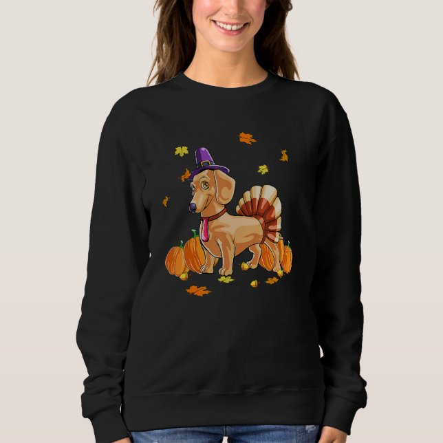 Sweatshirt Happy Thanksgiving Dachshund Turkey Costume (Devant)