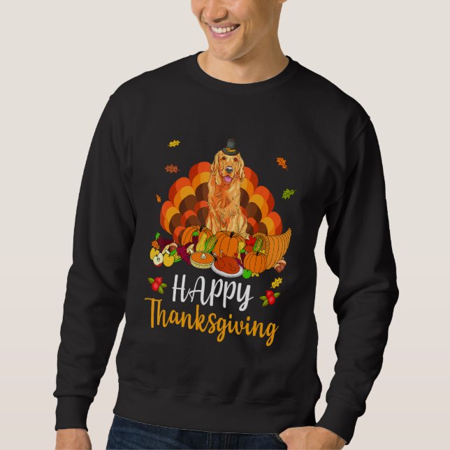 Sweatshirt Happy Thanksgiving Golden Retriever Dog Turkey Pet (Devant)