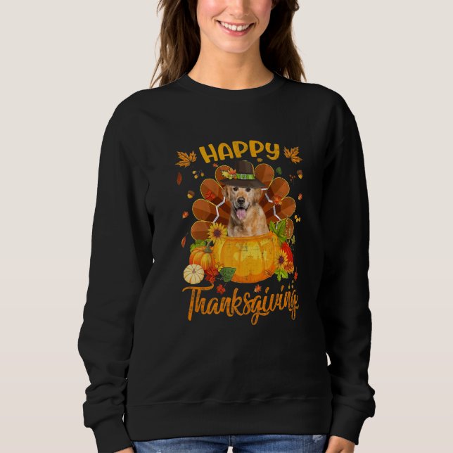 Sweatshirt Happy Thanksgiving Golden Retriever Dog Turkey Pum (Devant)