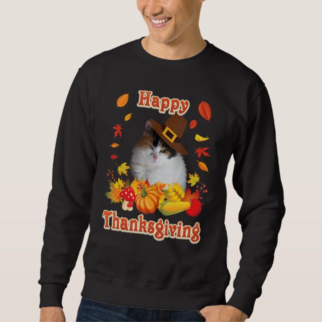 Sweatshirt Happy Thanksgiving Japanese Bobtail Cat I'm Thankf (Devant)