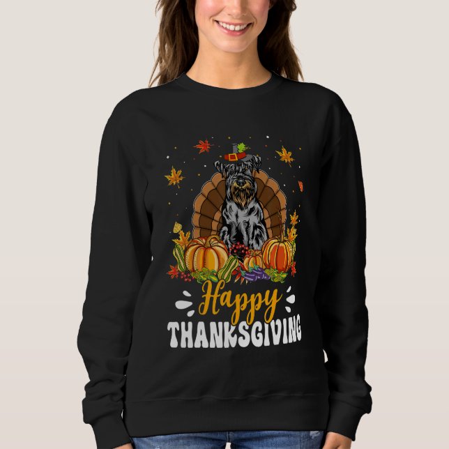 Sweatshirt Happy Thanksgiving Schnauzer Dog Turkey Pumpkin (Devant)