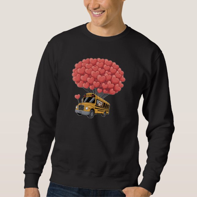Sweatshirt Happy Valentine's Day Bus with Owl (Devant)