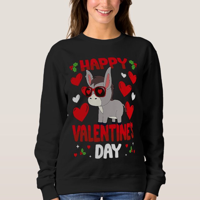 Sweatshirt Happy Valentines Day Donkey Heart Love Animal (Devant)