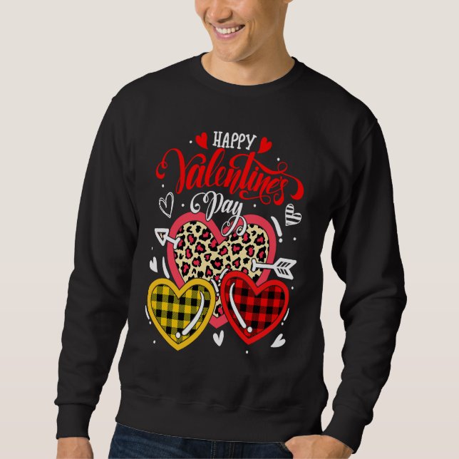 Sweatshirt Happy Valentines Day Heart Love  Leopard Buffalo P (Devant)