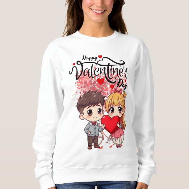 Sweatshirt Happy Valentine's Day T-shirt femme - mignonne et  (Devant)