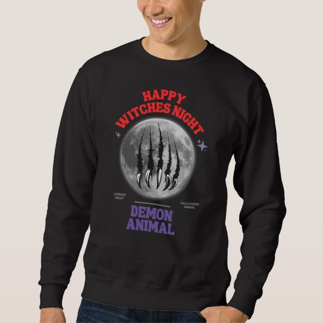 Sweatshirt happy witches night demon animal (Devant)
