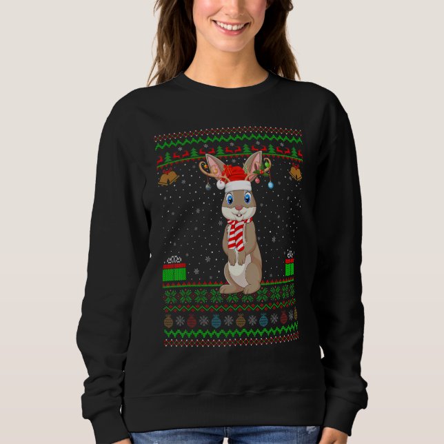Sweatshirt Hares Rabbit Santa Hat Correspondant Hares Laid Ch (Devant)