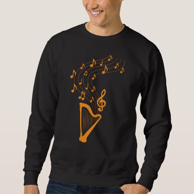 Sweatshirt Harp Music Notes Design pour Harp Musicien (Devant)