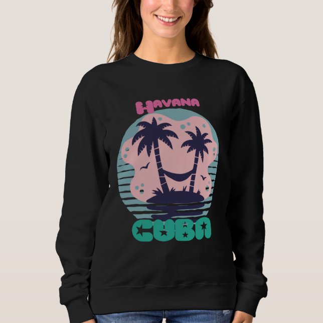 Sweatshirt Havana Surfing Palm trees Cuba Vacation Ocean (Devant)