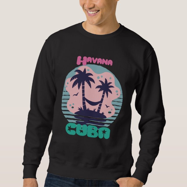 Sweatshirt Havana Surfing Palm trees Cuba Vacation Ocean (Devant)