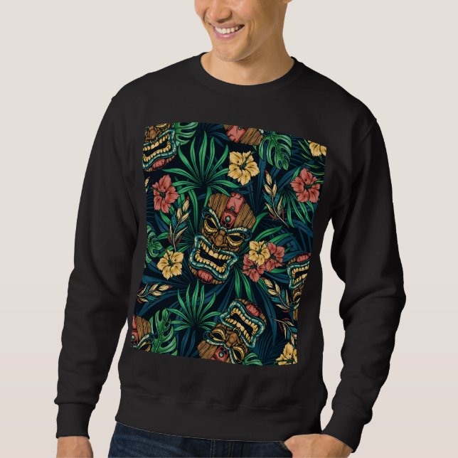 Sweatshirt Hawaï Tiki Masque Motif tropical (Devant)