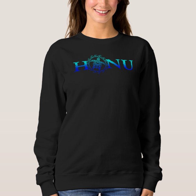 Sweatshirt Hawaïen Honu Ocean Blue Tribal Turtle (Devant)