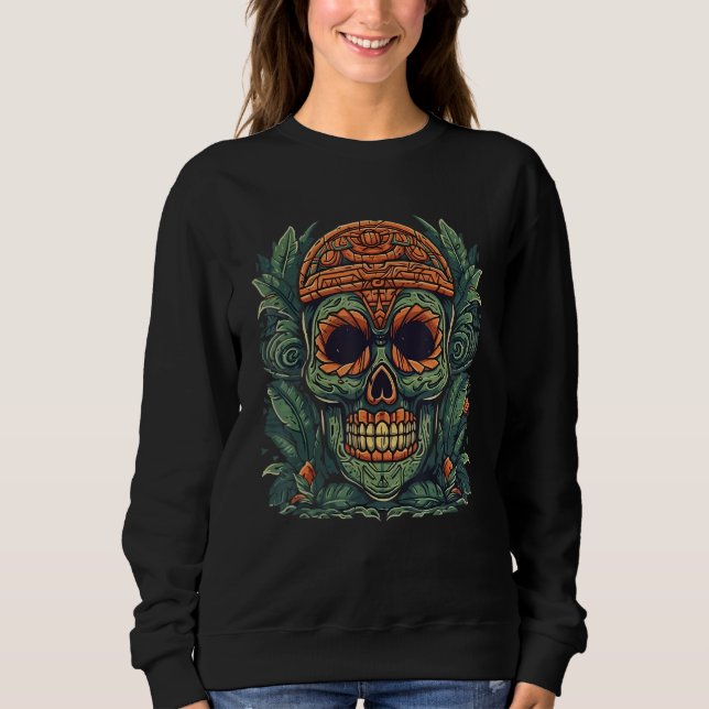 Sweatshirt Hawaii Skull Tiki Mask Tropical Hawaiian Men Women (Devant)