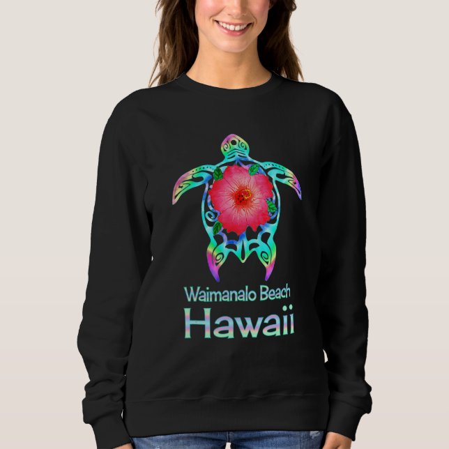 Sweatshirt Hawaiian Colorful Sea Turtle Waimanalo Beach Hawai (Devant)