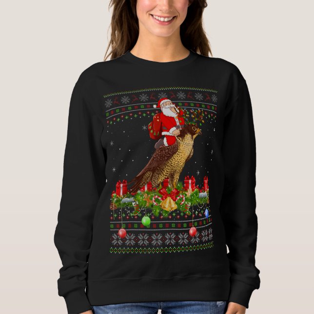 Sweatshirt Hawk Bird Ugly Père Noël équitation Hawk Noël (Devant)