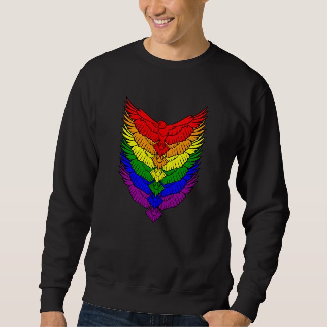 Sweatshirt Hawks LGBTQ Strong Gay Pride Rainbow Flag LGBT Haw (Devant)
