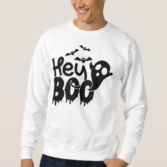 Sweatshirt Hé Boo Drôle Halloween (Devant)
