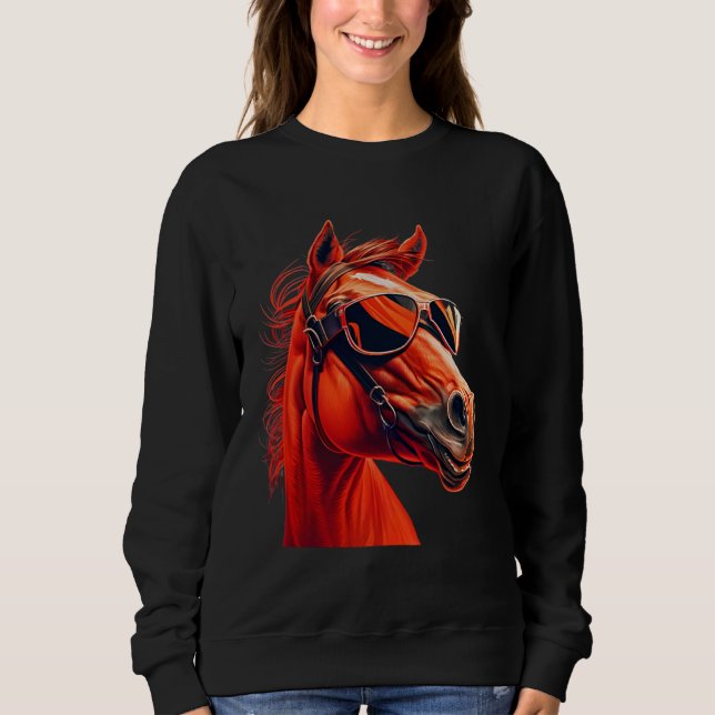 Sweatshirt Head Horses  Humorous Sunglasses  2 (Devant)