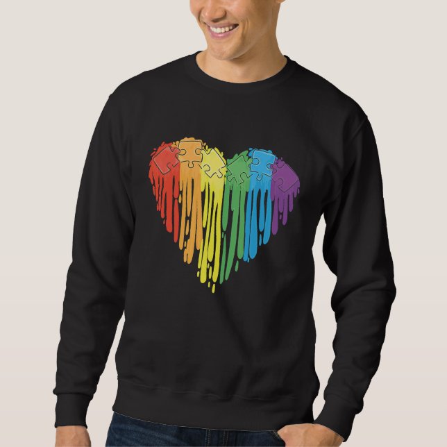 Sweatshirt Heart Autism Awareness Puzzle Valentines Day Mothe (Devant)