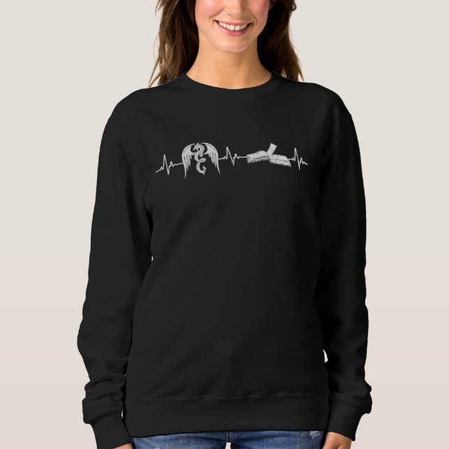 Sweatshirt Heart Beat Dragon Book Reading Bookworms (Devant)