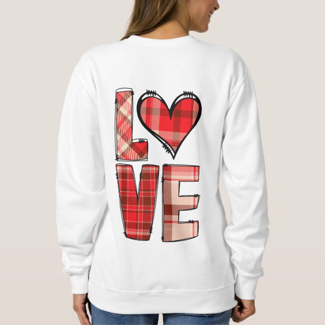 Sweatshirt Heart Buffalo Plaid LOVE Typographie (Dos)